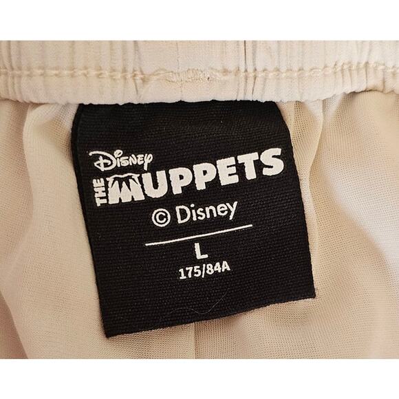 Disney The Muppets Kermit  Jogger Sweatpants Beige w/ Green Stripe Womens Sz LG - Picture 3 of 11